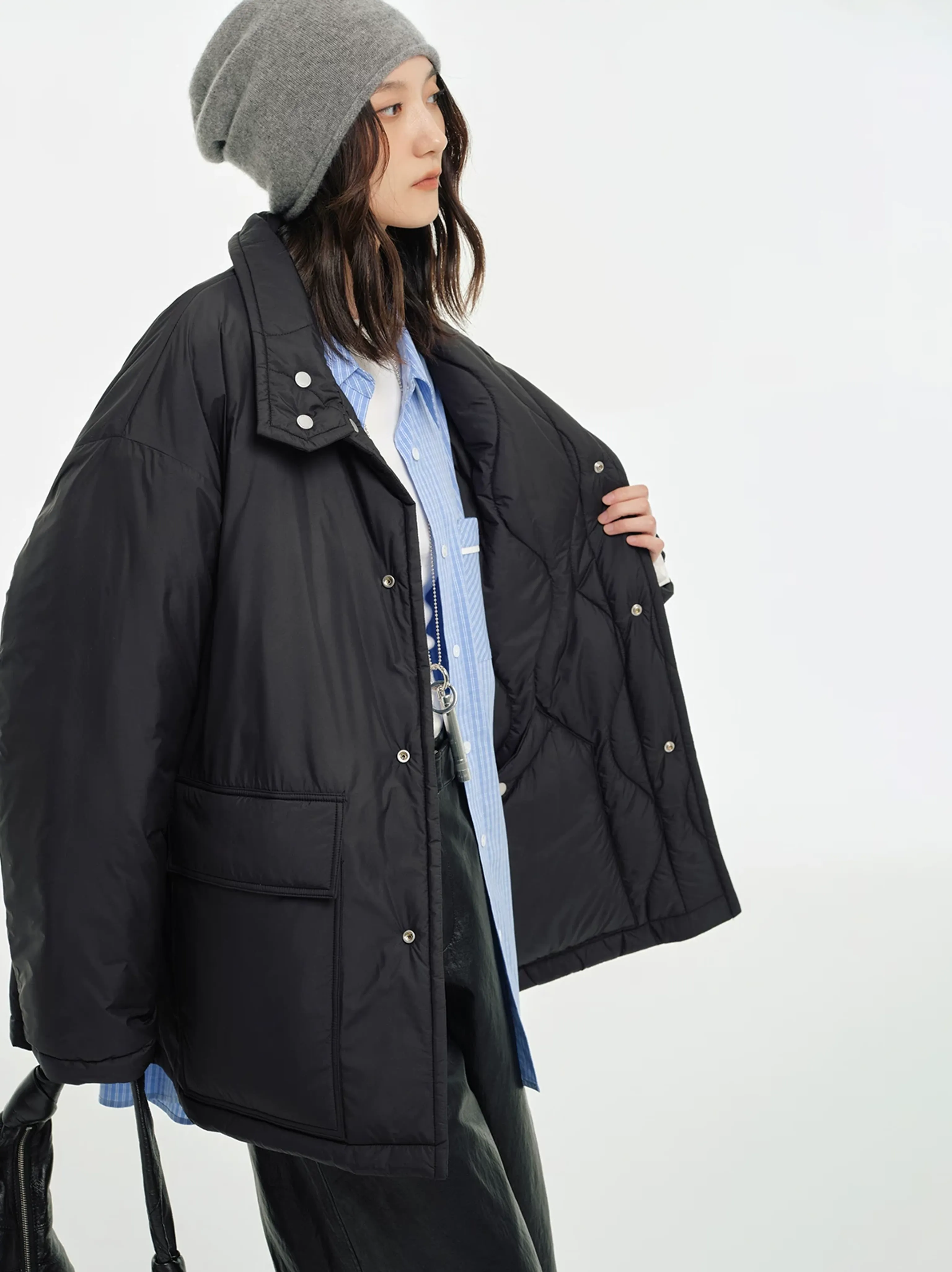 Light High-Collar Quilted Jacket - Image 6