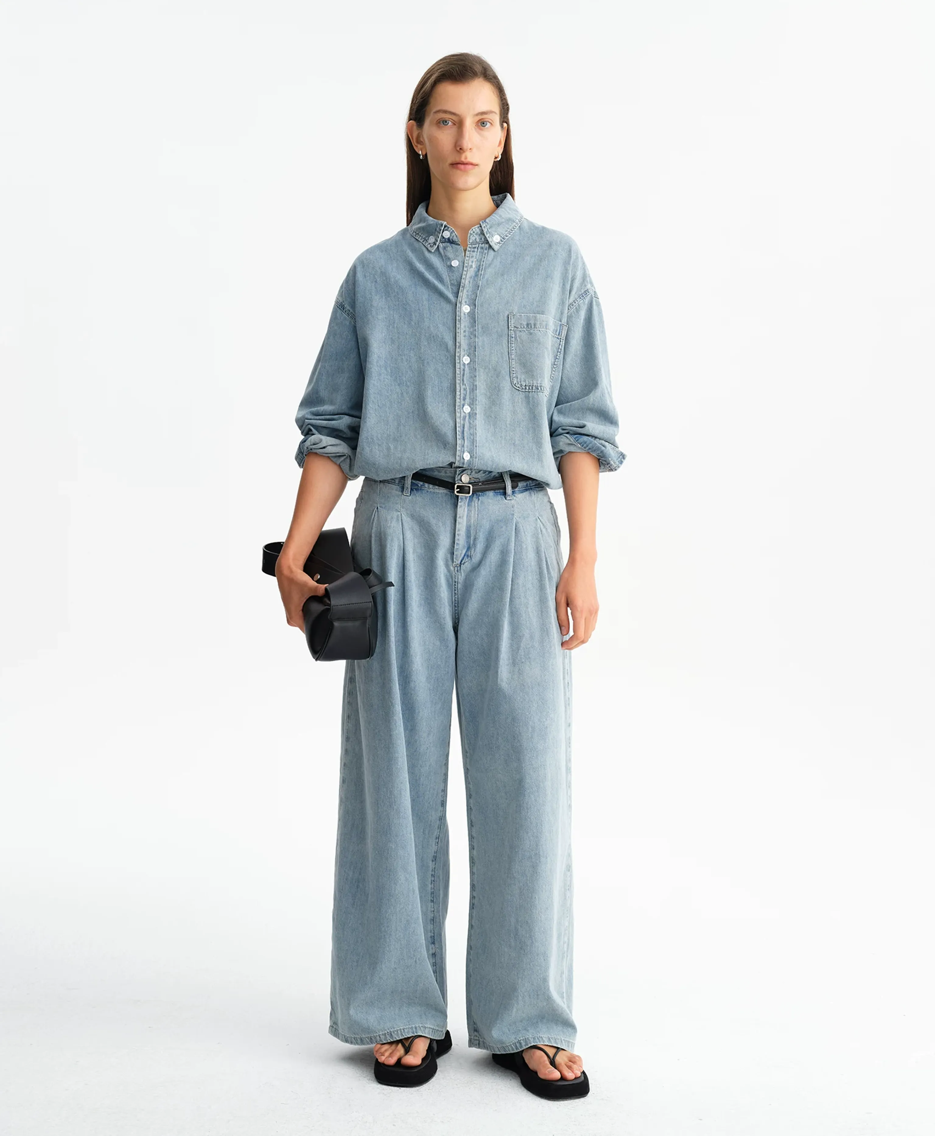Light Wash Oversized Denim Shirt - Image 3