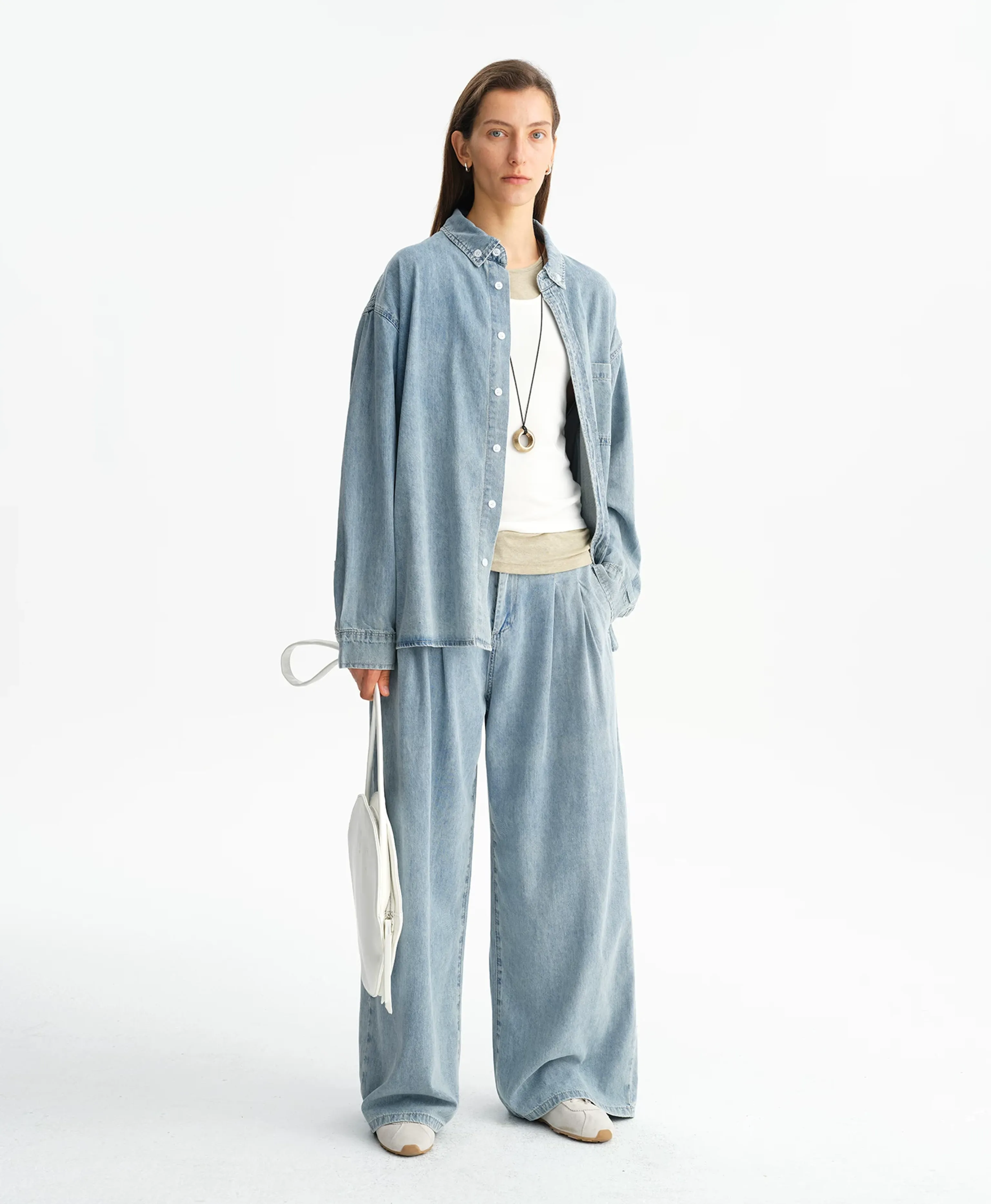 Light Wash Oversized Denim Shirt - Image 4