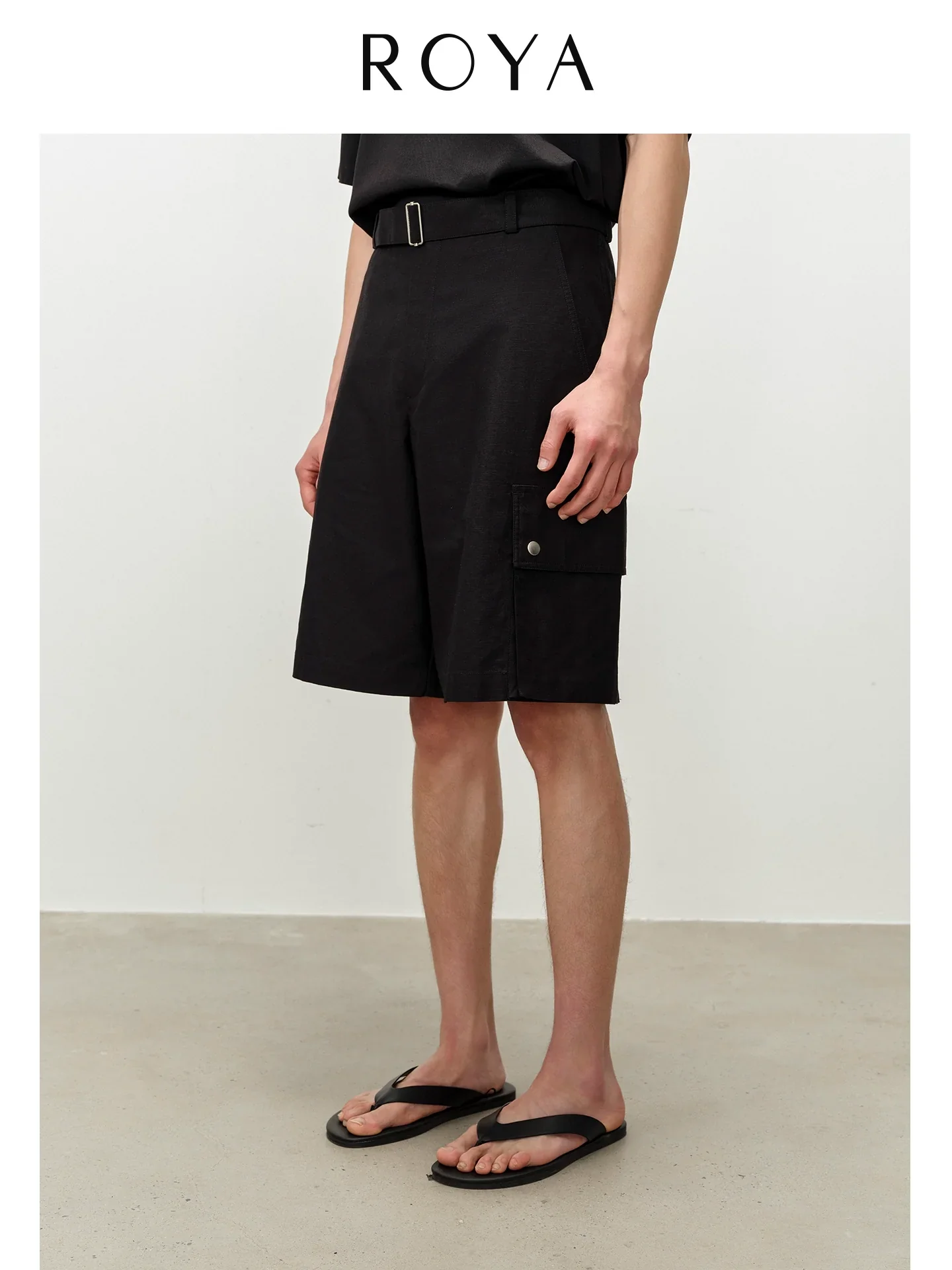 Linen-Blend Belted Cargo Shorts - Image 2
