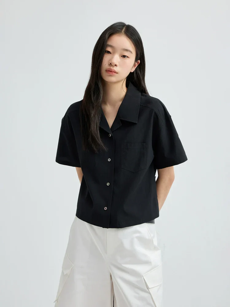 Linen-Blend Cuban Collar Short Sleeve Shirt - Image 3