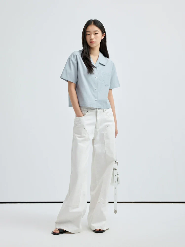 Linen-Blend Cuban Collar Short Sleeve Shirt - Image 4