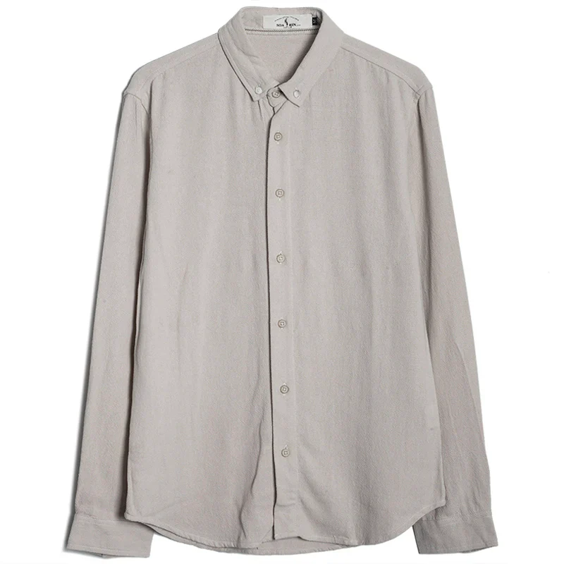Linen-Blend Textured Long-Sleeve Shirt - Image 3