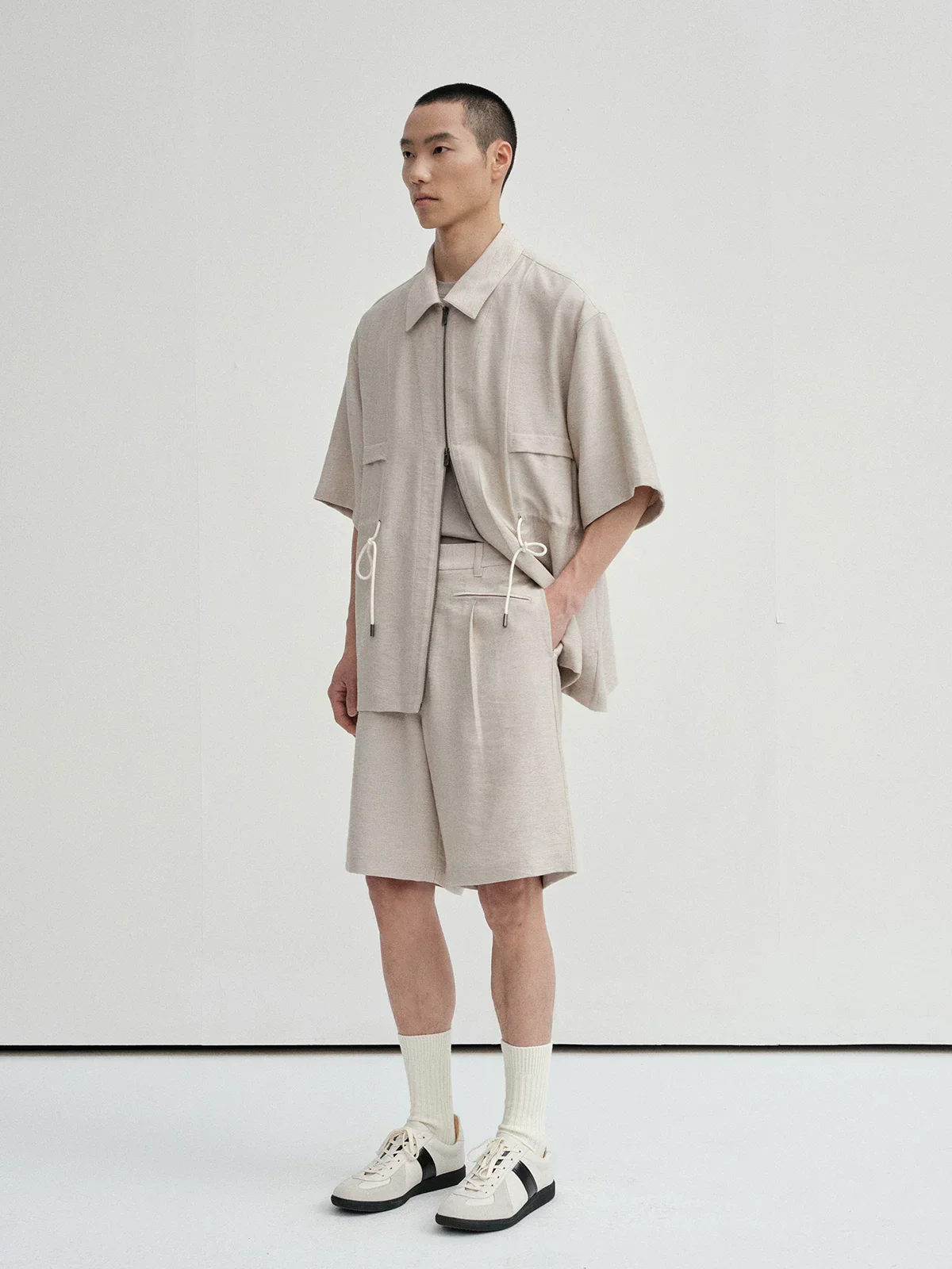 Linen-Blend Zip Overshirt - Image 3