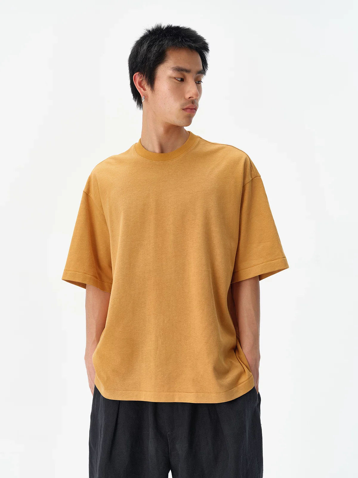 Linen-Cotton Boxy Crew T-Shirt - Image 2
