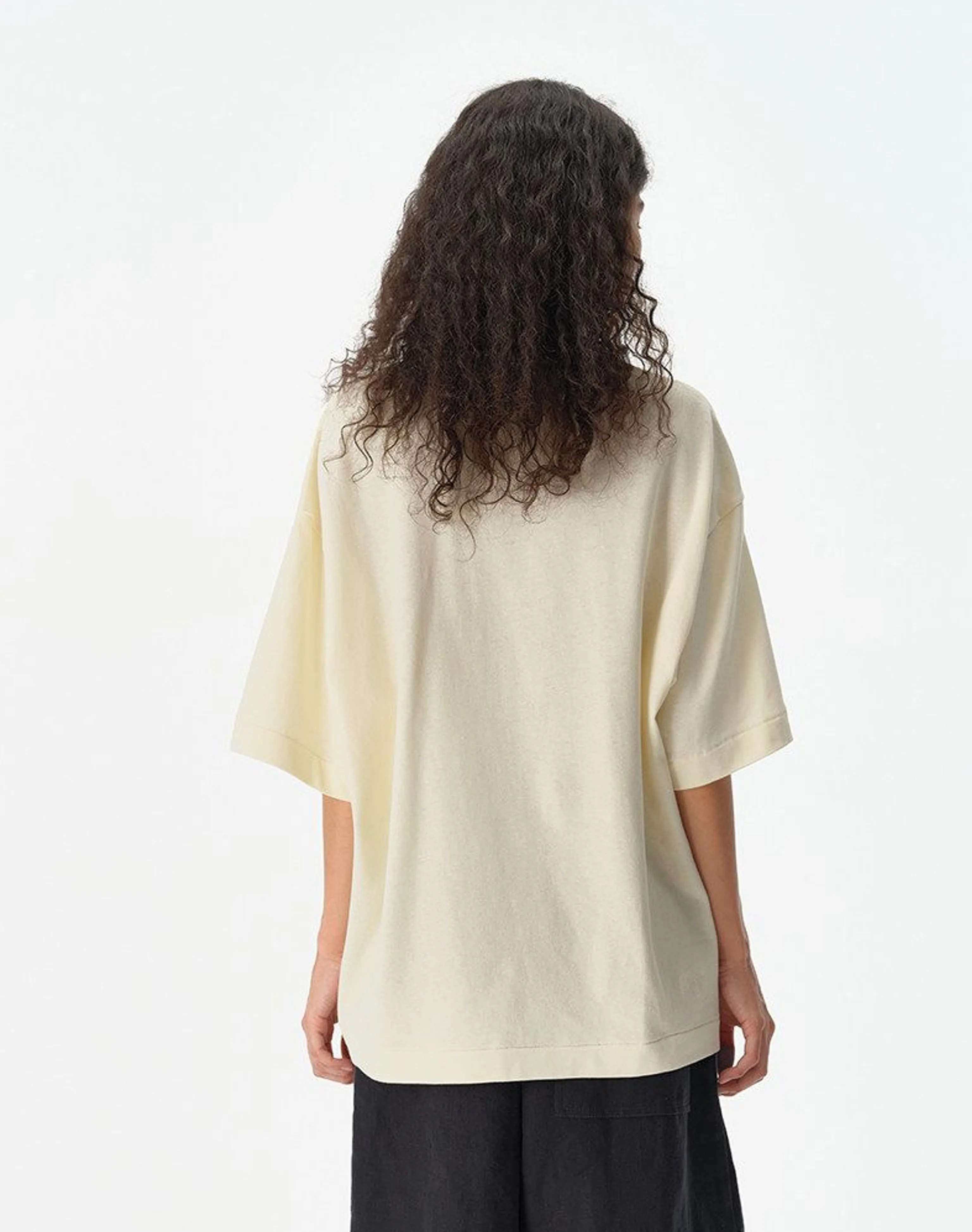 Linen-Cotton Boxy Crew T-Shirt - Image 8