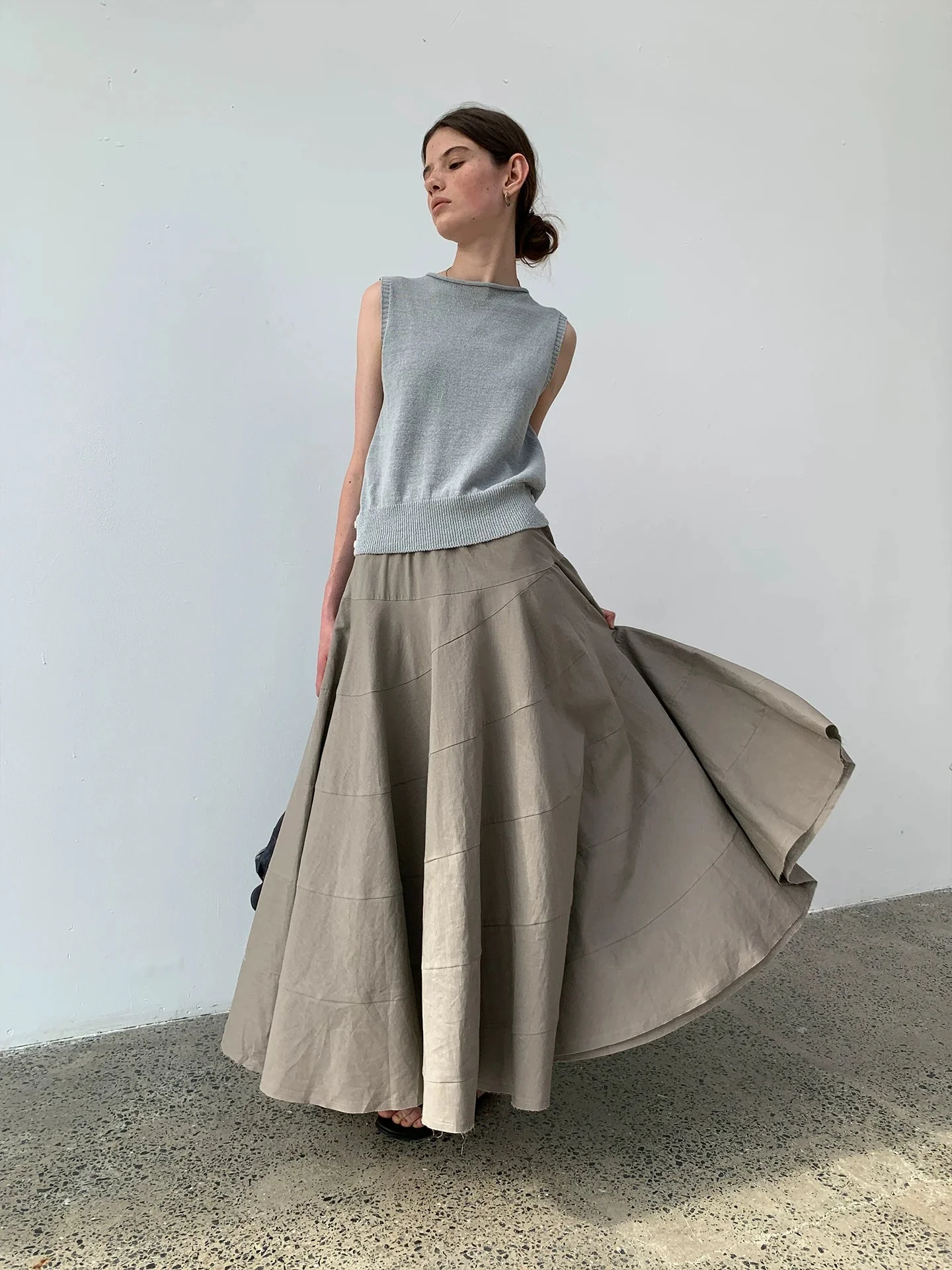 Linen-Cotton Paneled Maxi Skirt - Image 2