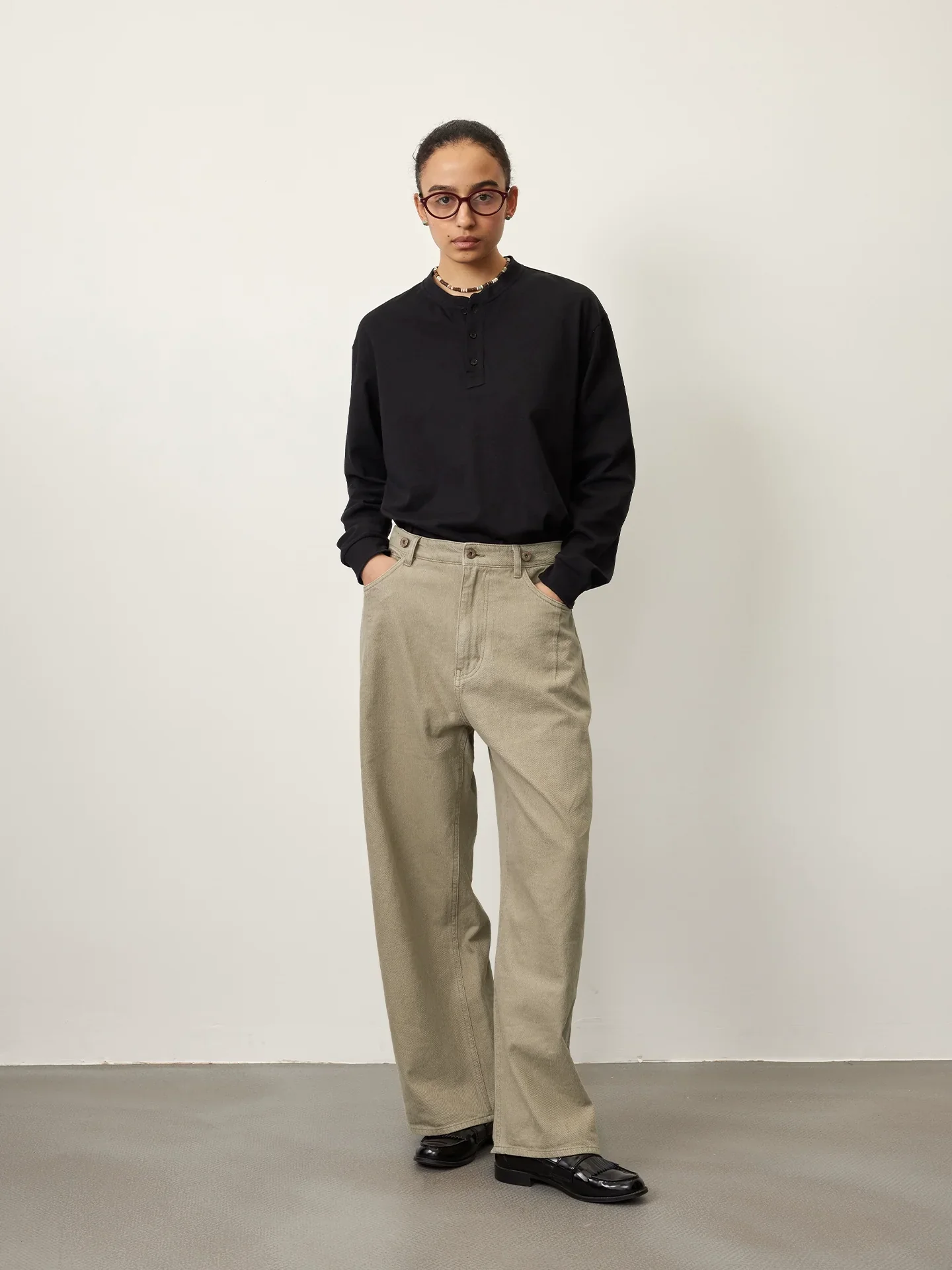 Linen-Cotton Straight Jeans