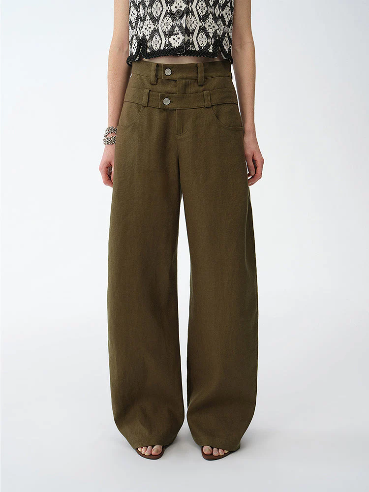 Linen Double Waist Pants - Image 2