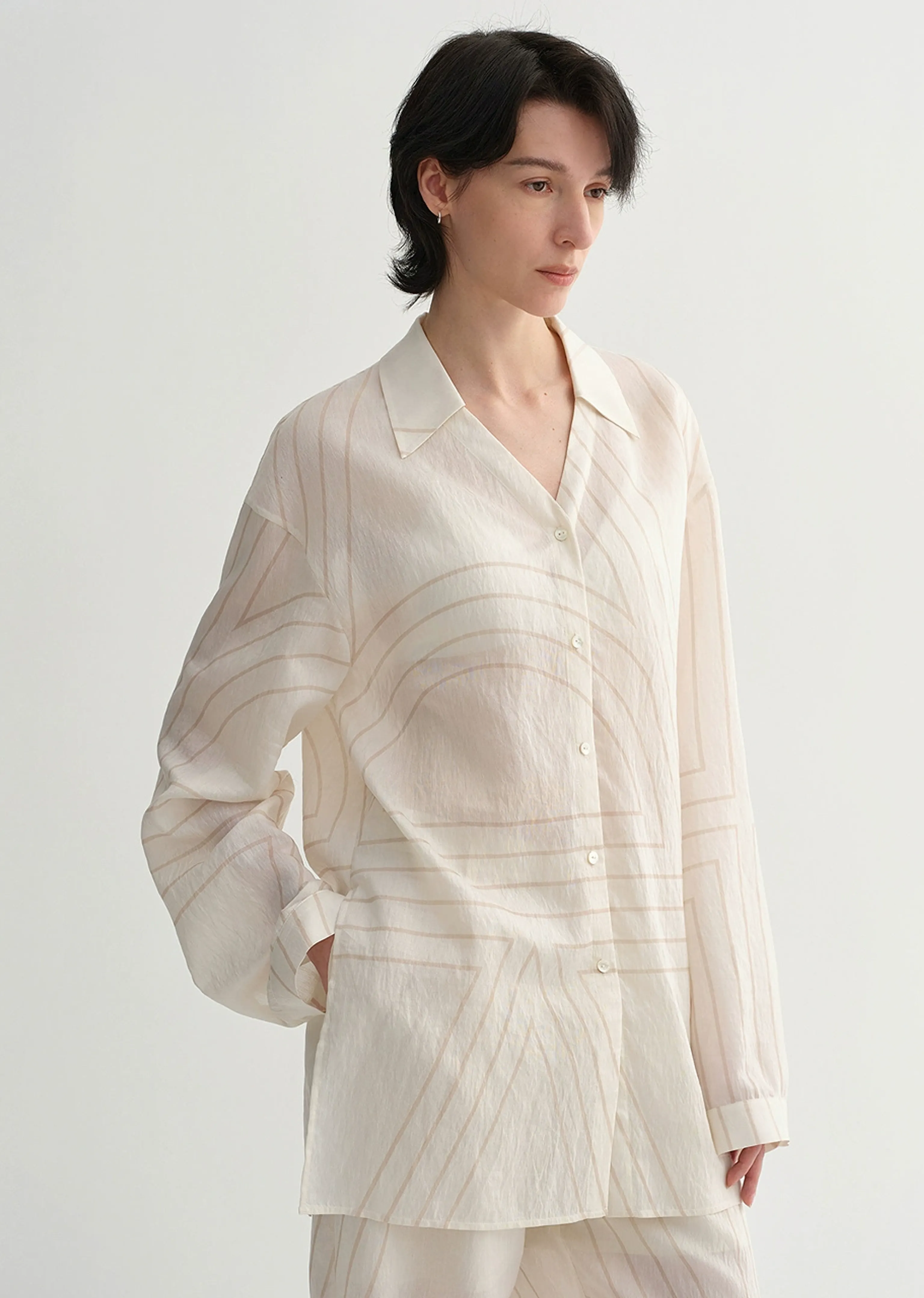 Linen Geometric Print Shirt & Trouser Set - Image 2