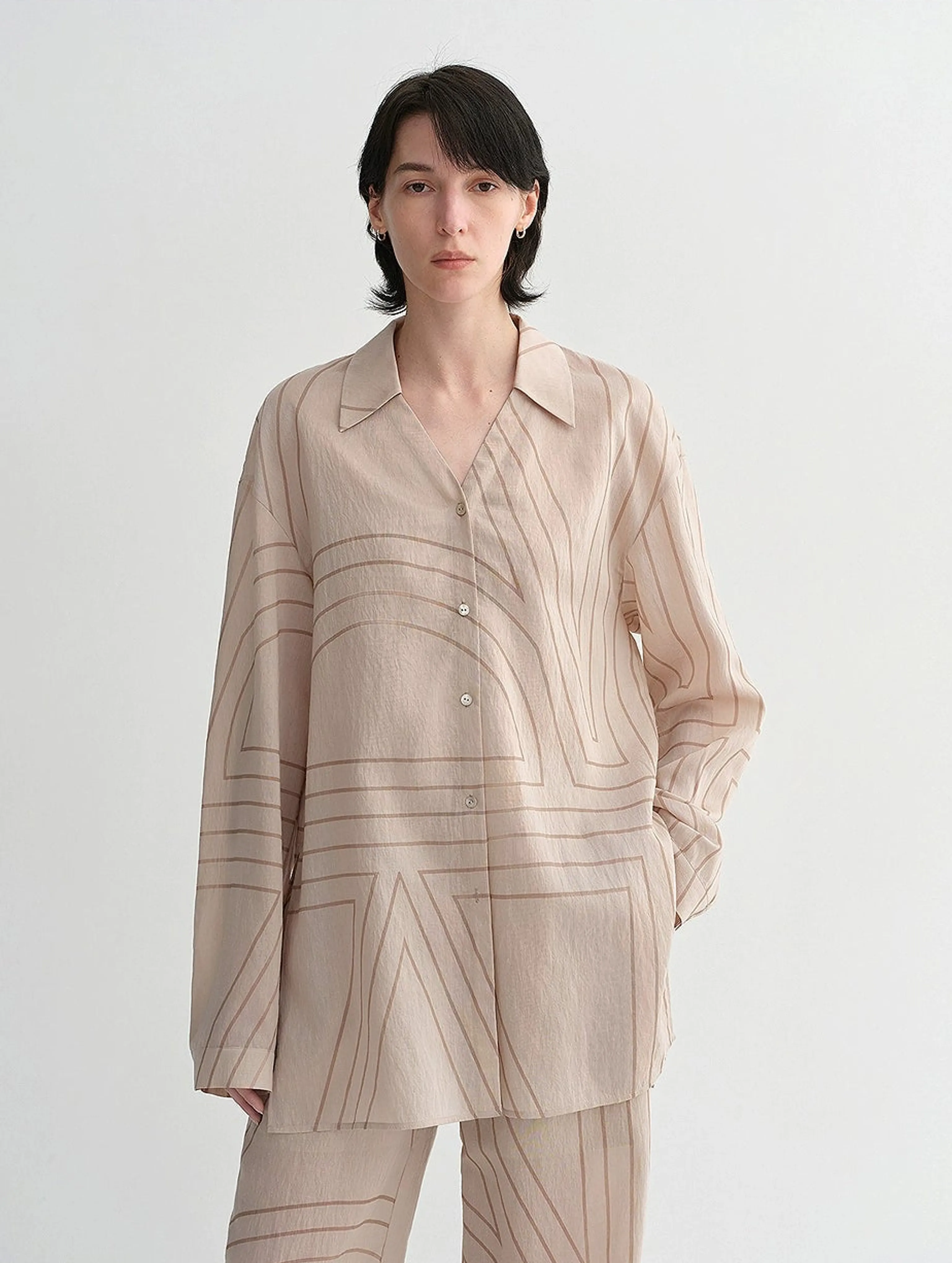 Linen Geometric Print Shirt & Trouser Set - Image 6