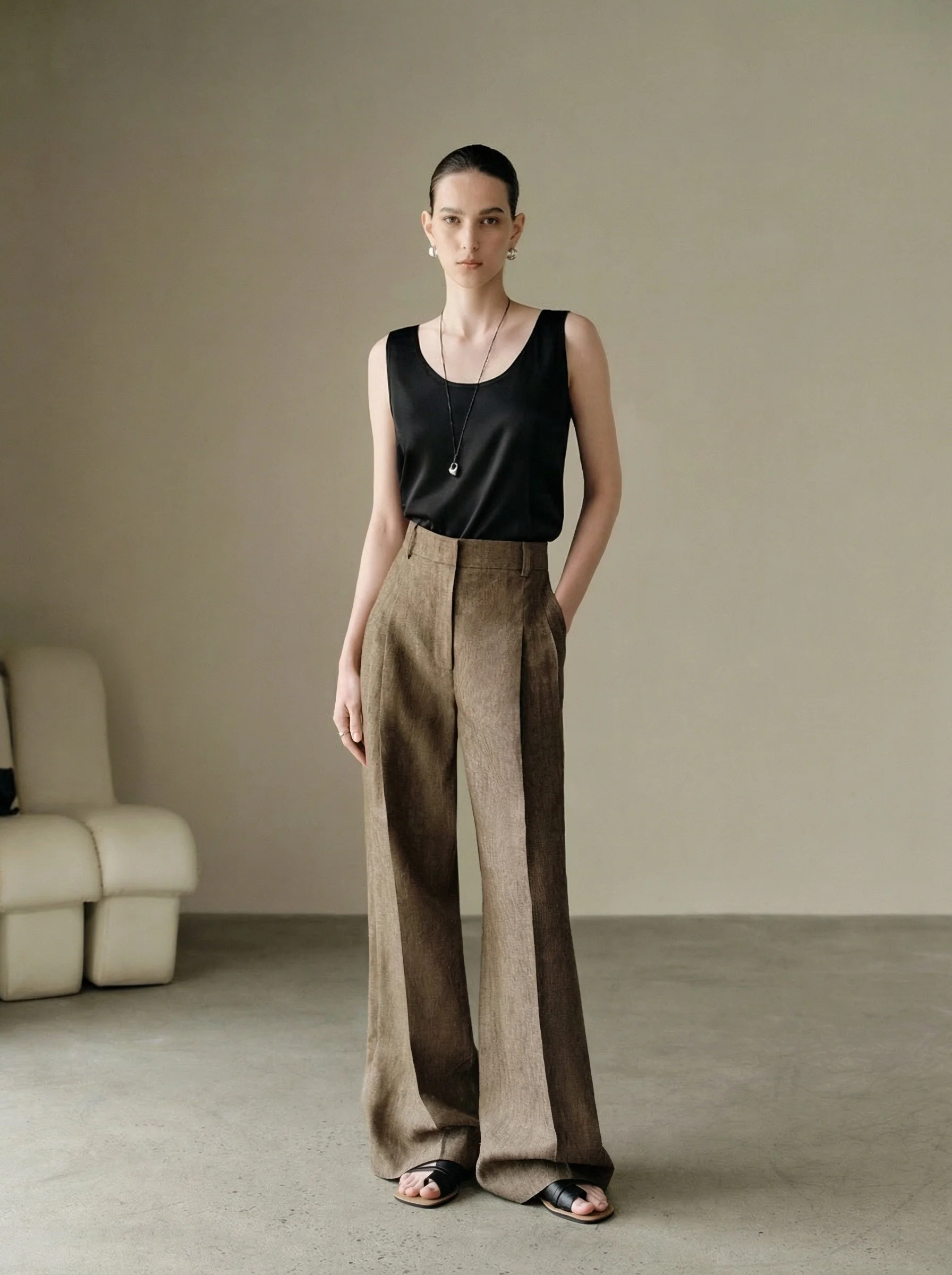 Linen-Hemp Collarless Suit Set - Image 6