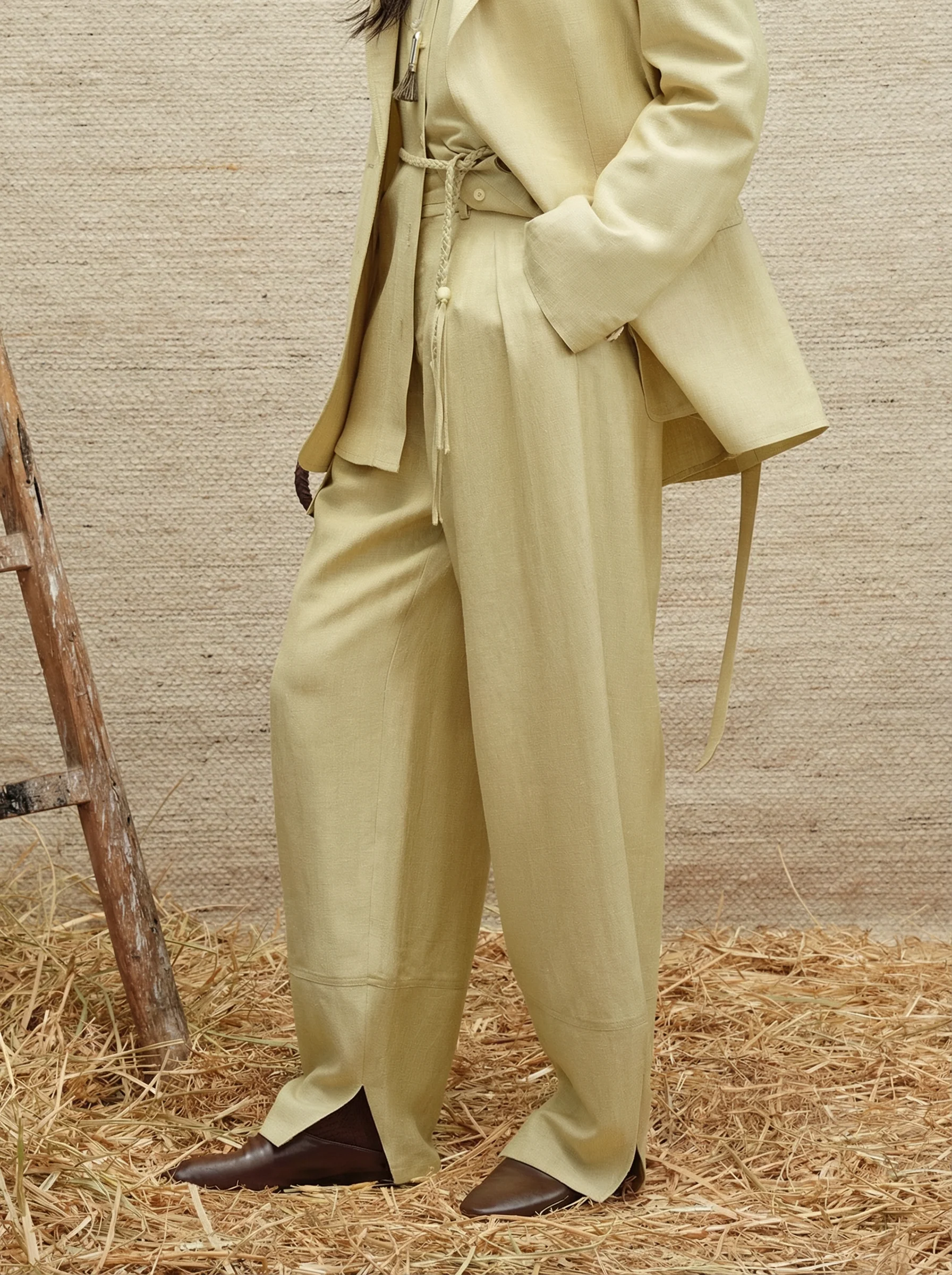 Linen Merino Pleated Balloon Pants - Image 5