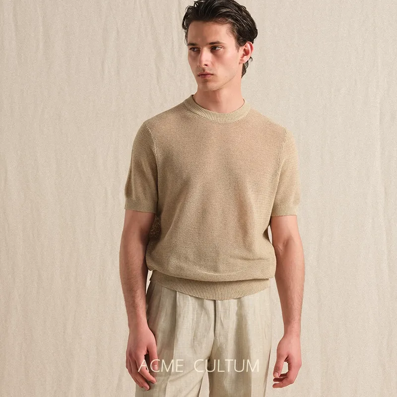 Linen Mesh Crew-Neck Tee - Image 2