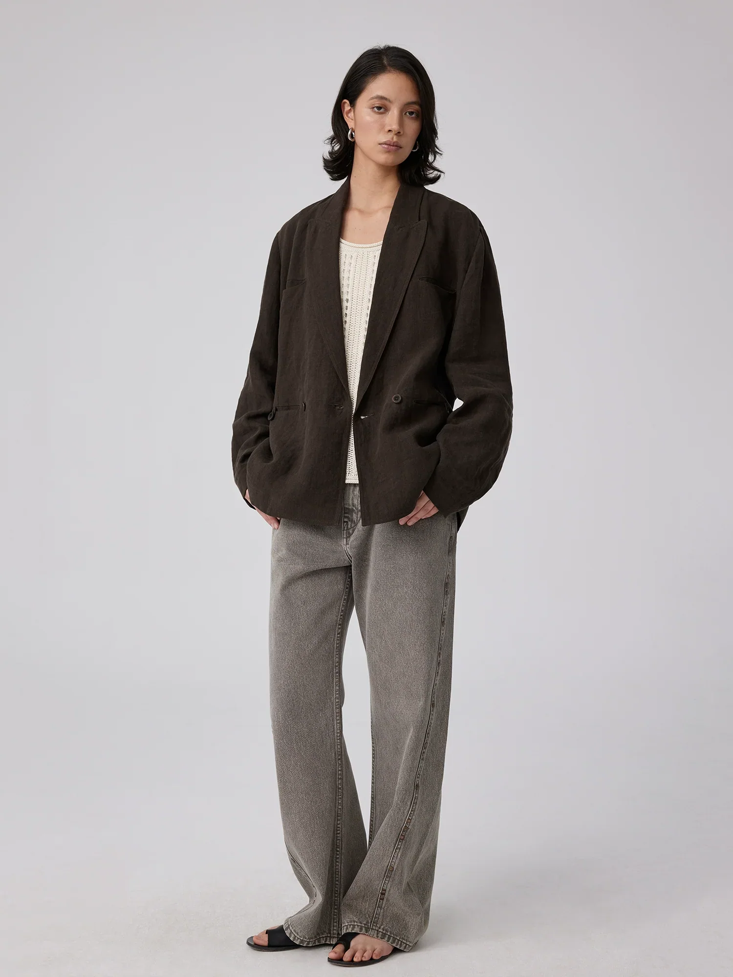 Linen Peak-Lapel Blazer - Image 4