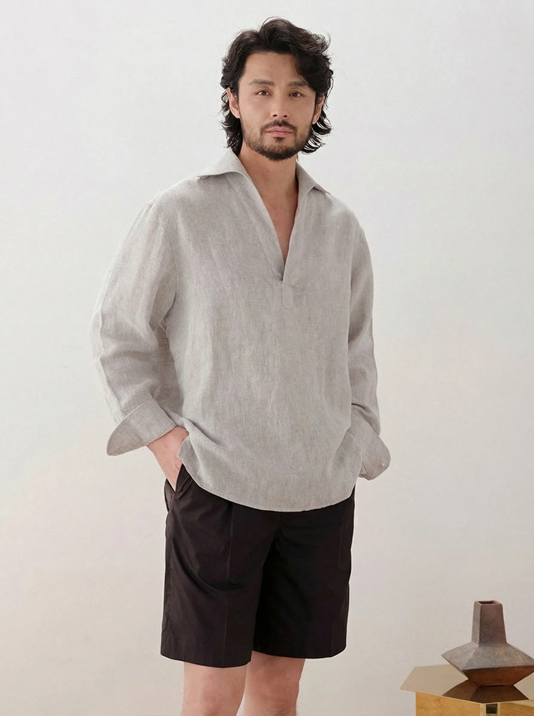 Linen Relaxed Shirt & Shorts Set