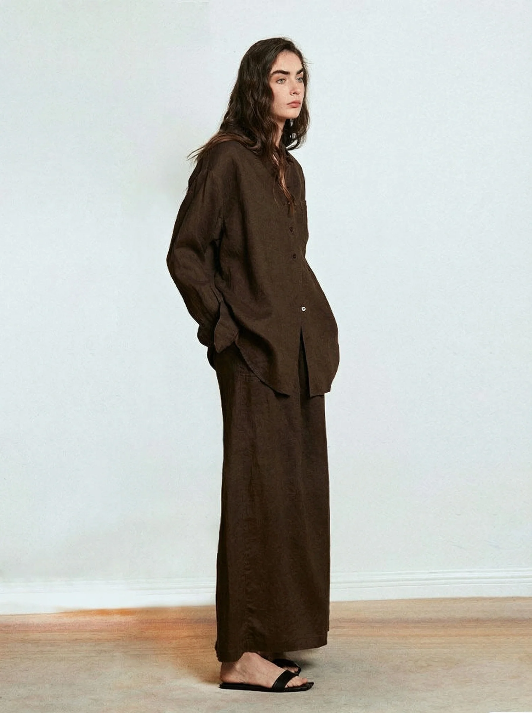 Linen Shirt Skirt Set