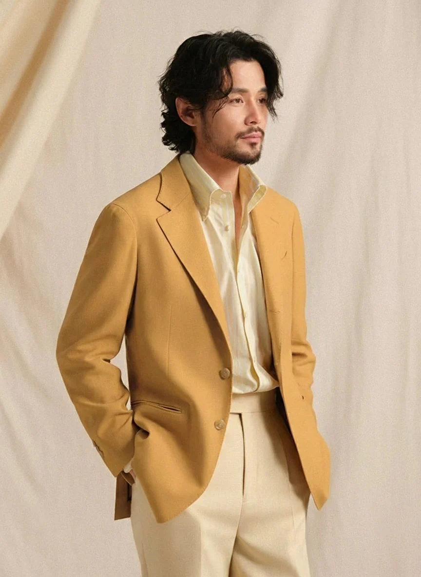 Linen Silk Herringbone Blazer - Image 2