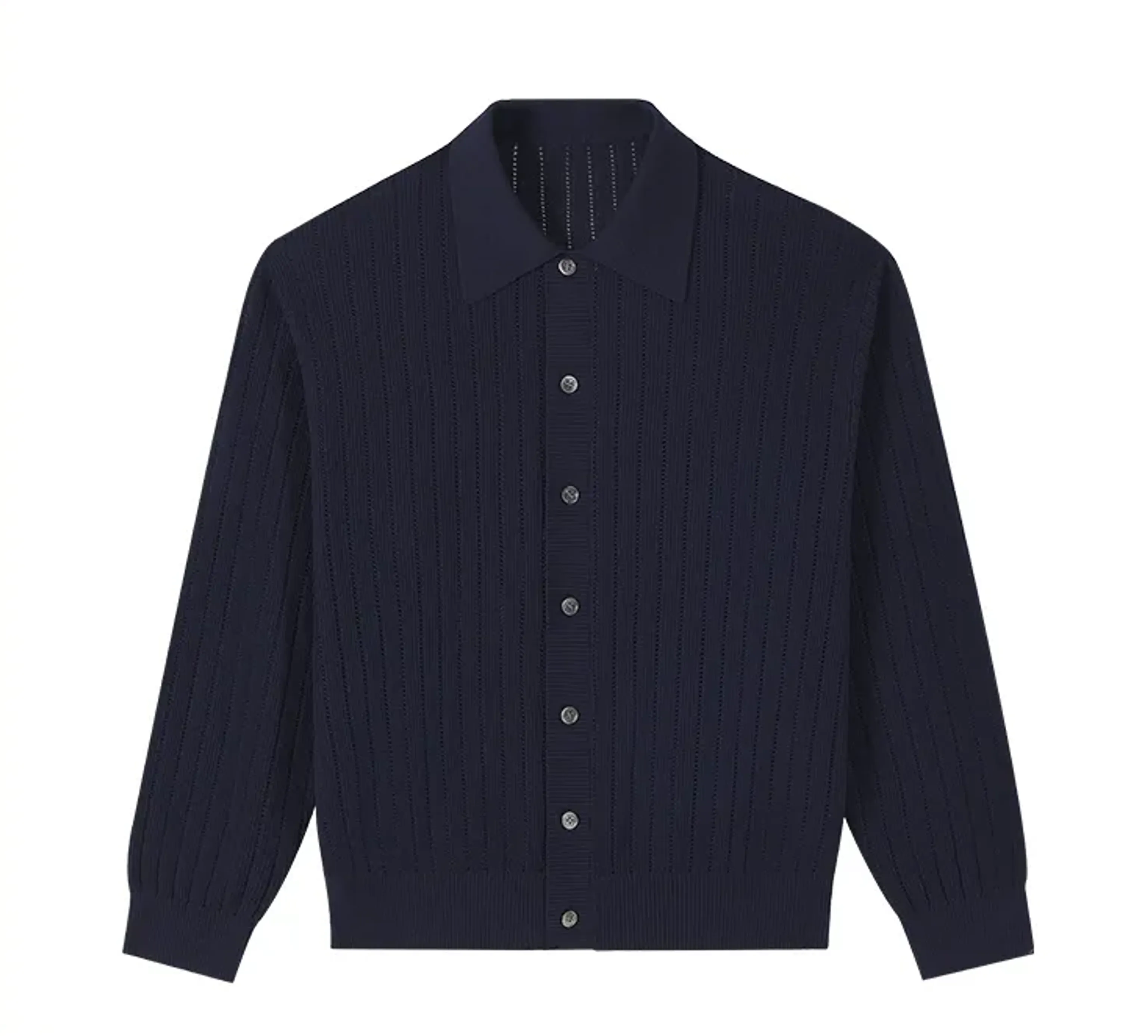 Linen-Silk Polo Cardigan - Image 3