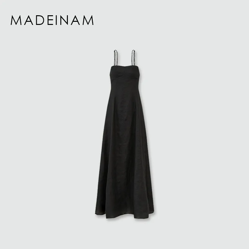 Linen Spaghetti-Strap Maxi Dress - Image 5