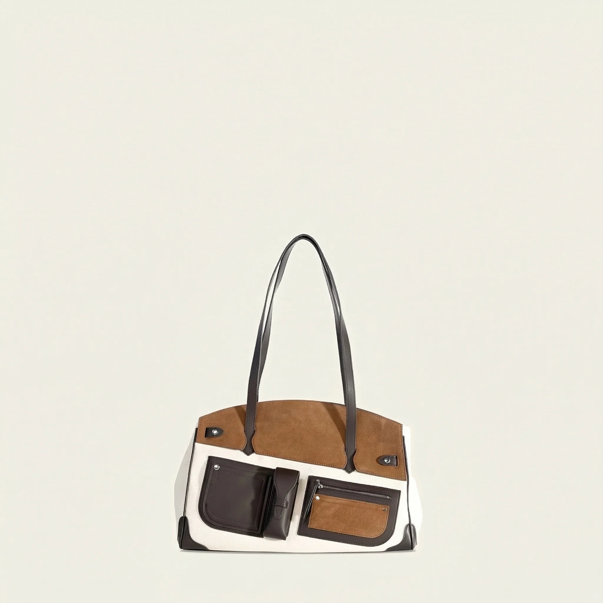 Linen & Suede Patchwork Tote - Image 3