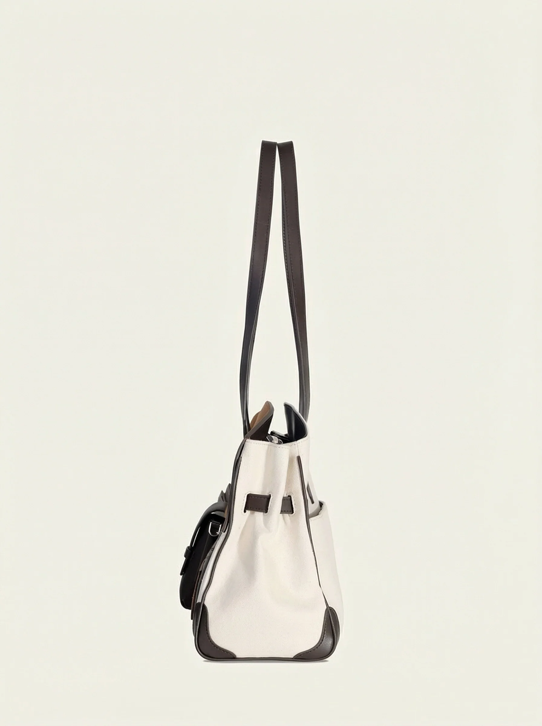 Linen & Suede Patchwork Tote - Image 4