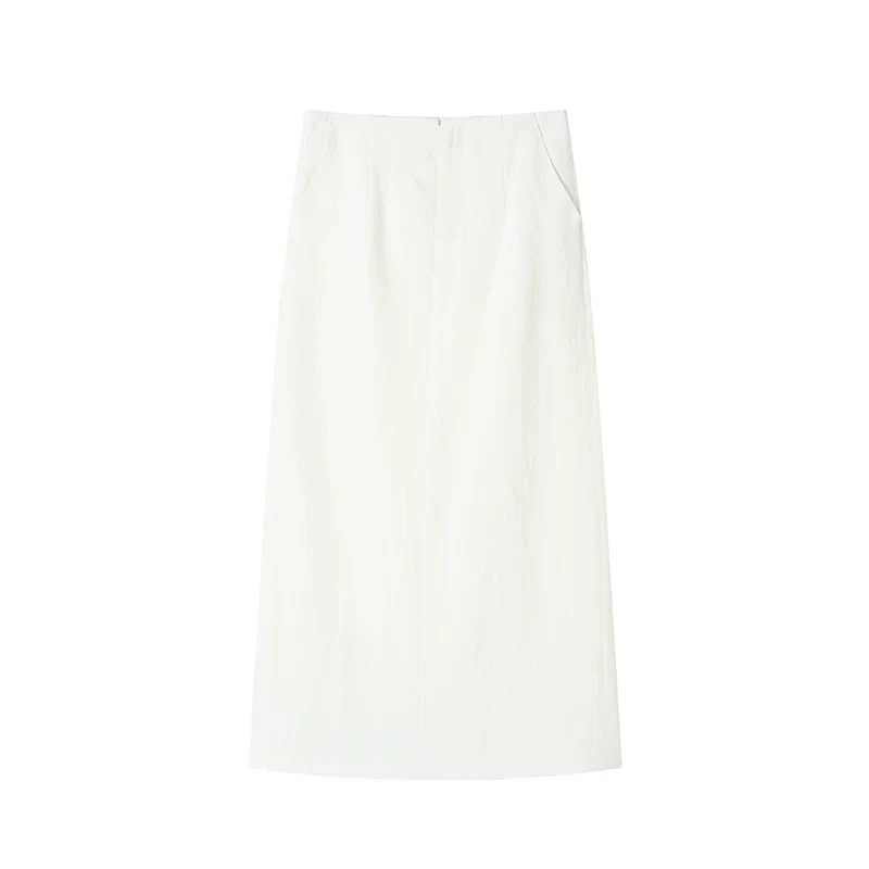 Linen Tie-Front Vest and Straight Skirt Set - Image 5