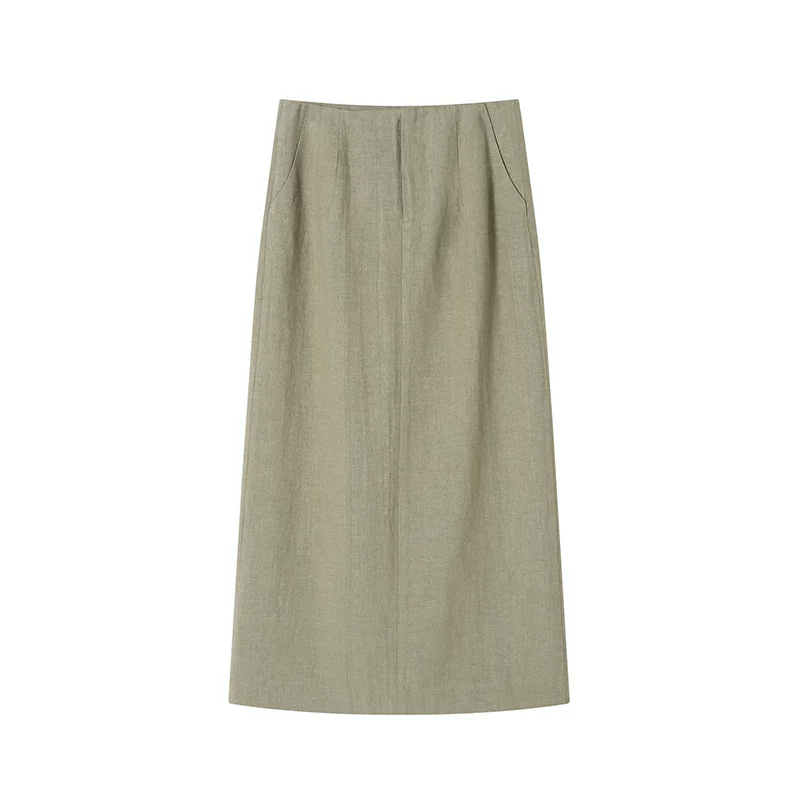 Linen Tie-Front Vest and Straight Skirt Set - Image 6