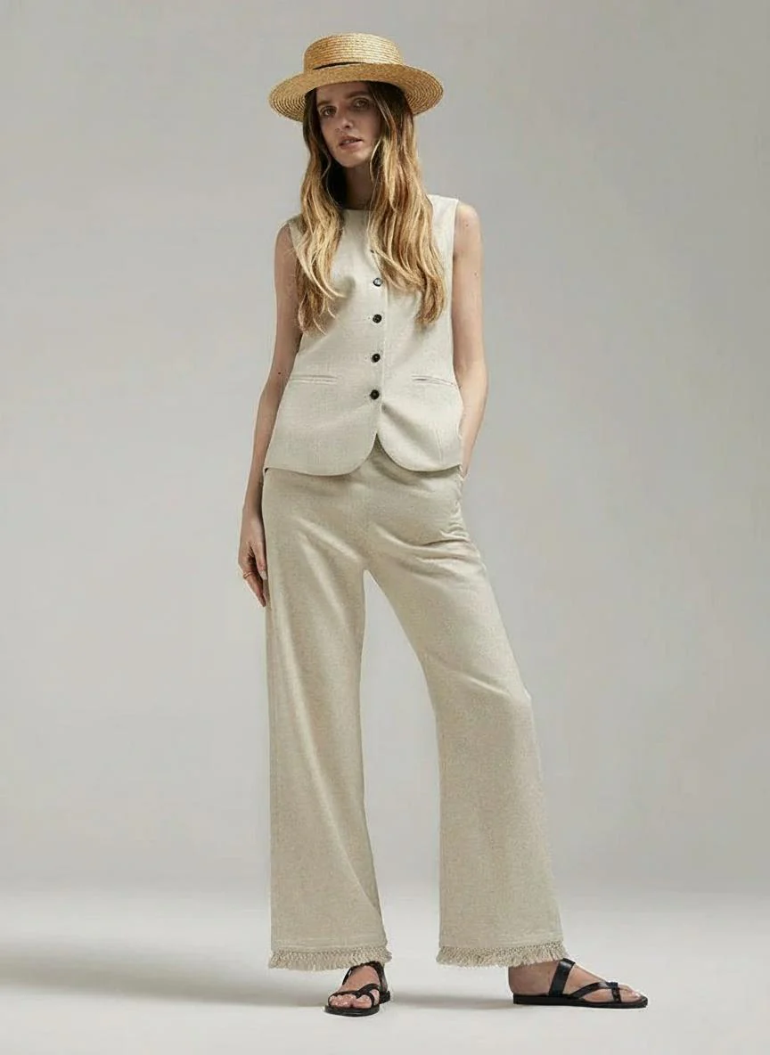 Linen Vest & Wide-Leg Trousers - Image 2