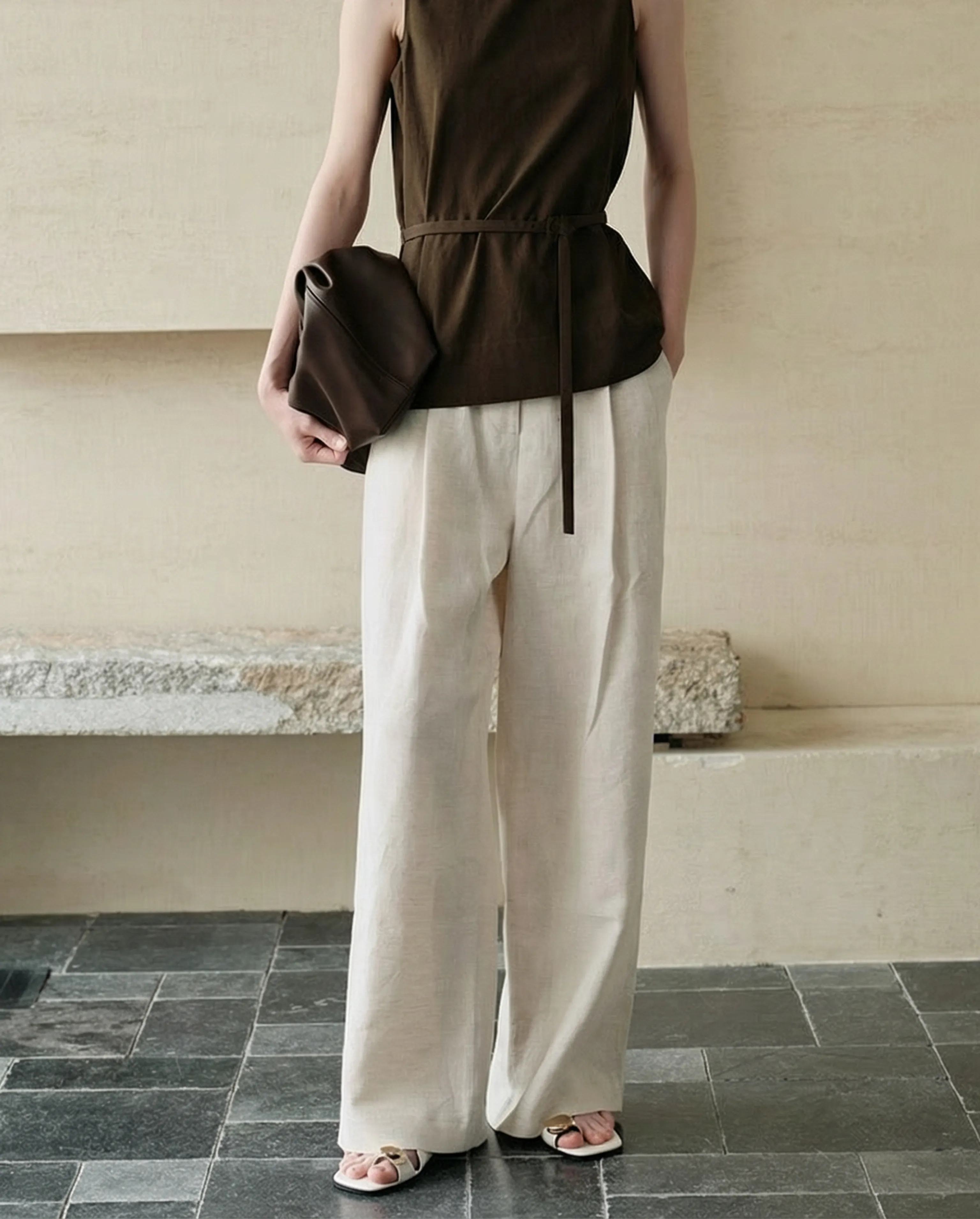 Linen Wide-Leg Trousers - Image 4