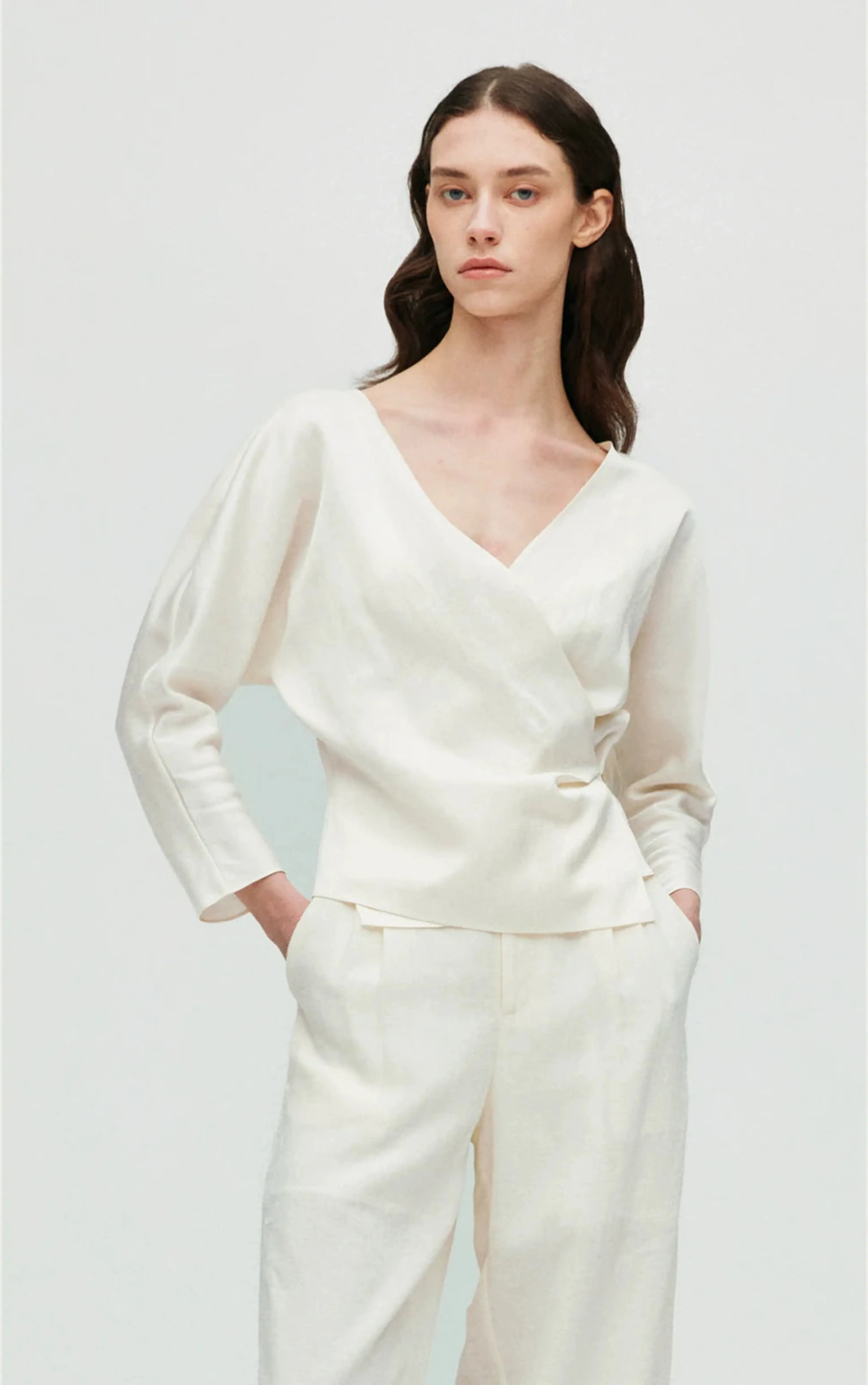 Linen Wrap Blouse - Image 5