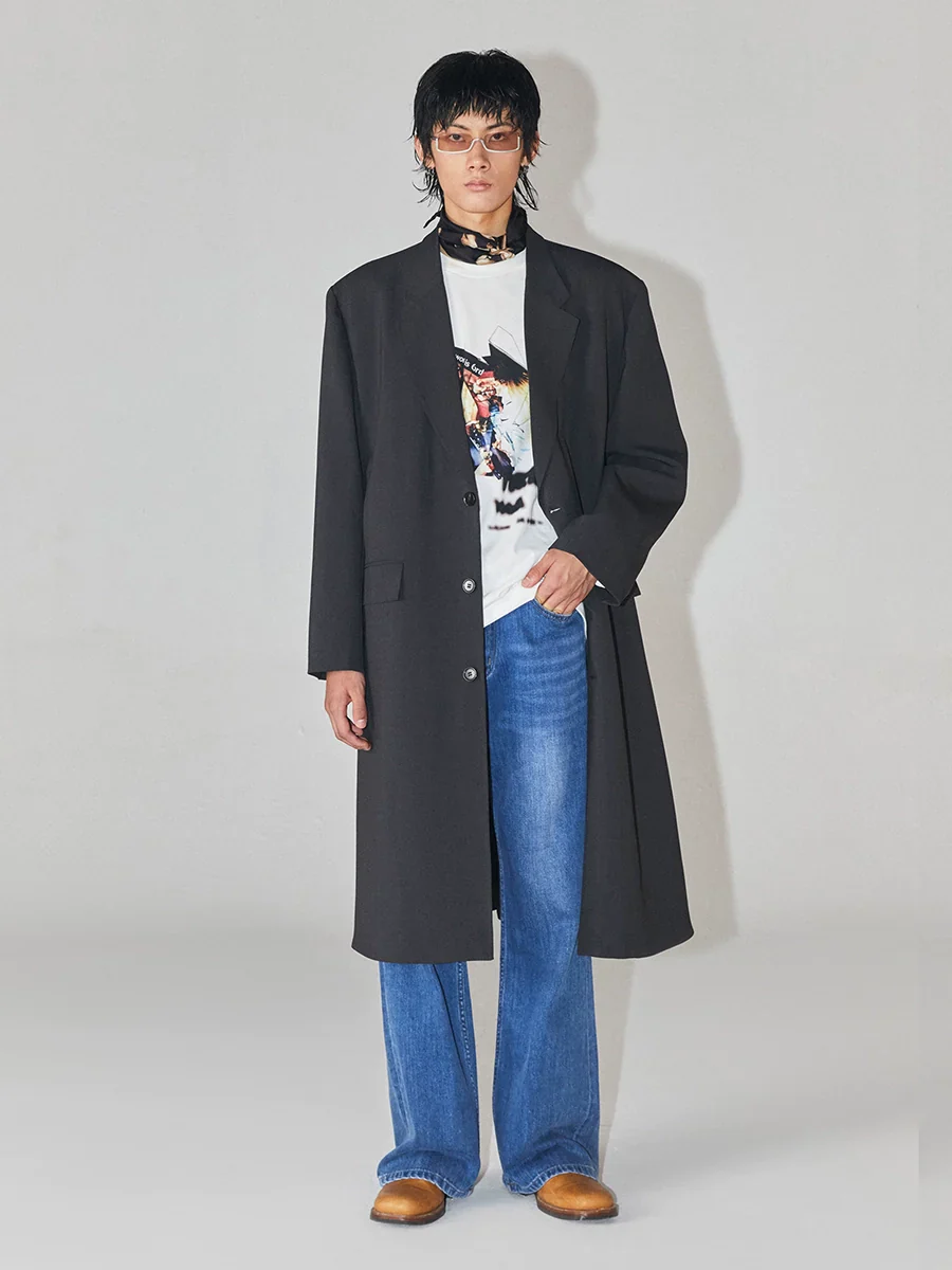 Long Lapel Suit Windbreaker Coat - Image 2