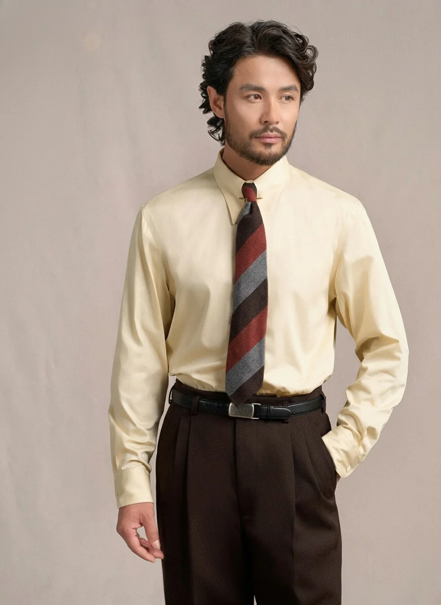 Long-Point Collar High-Count Cotton Shirt - Image 5