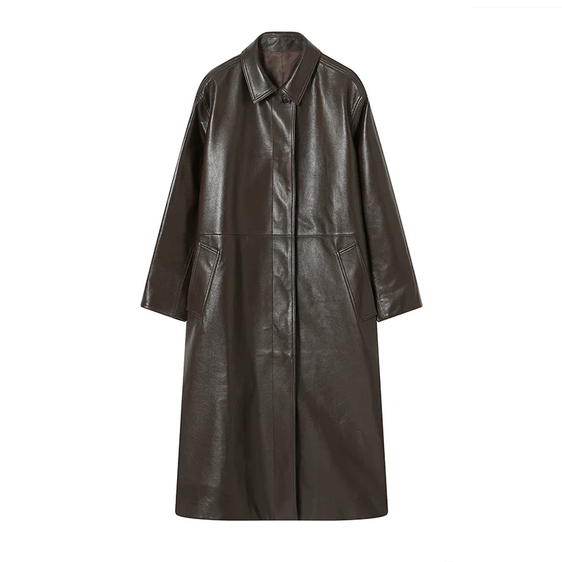 Long Sheepskin Trench Coat - Image 2