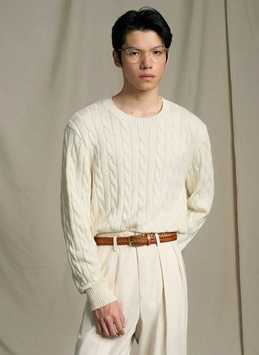 Long-Staple Cotton Cable Crewneck - Image 2