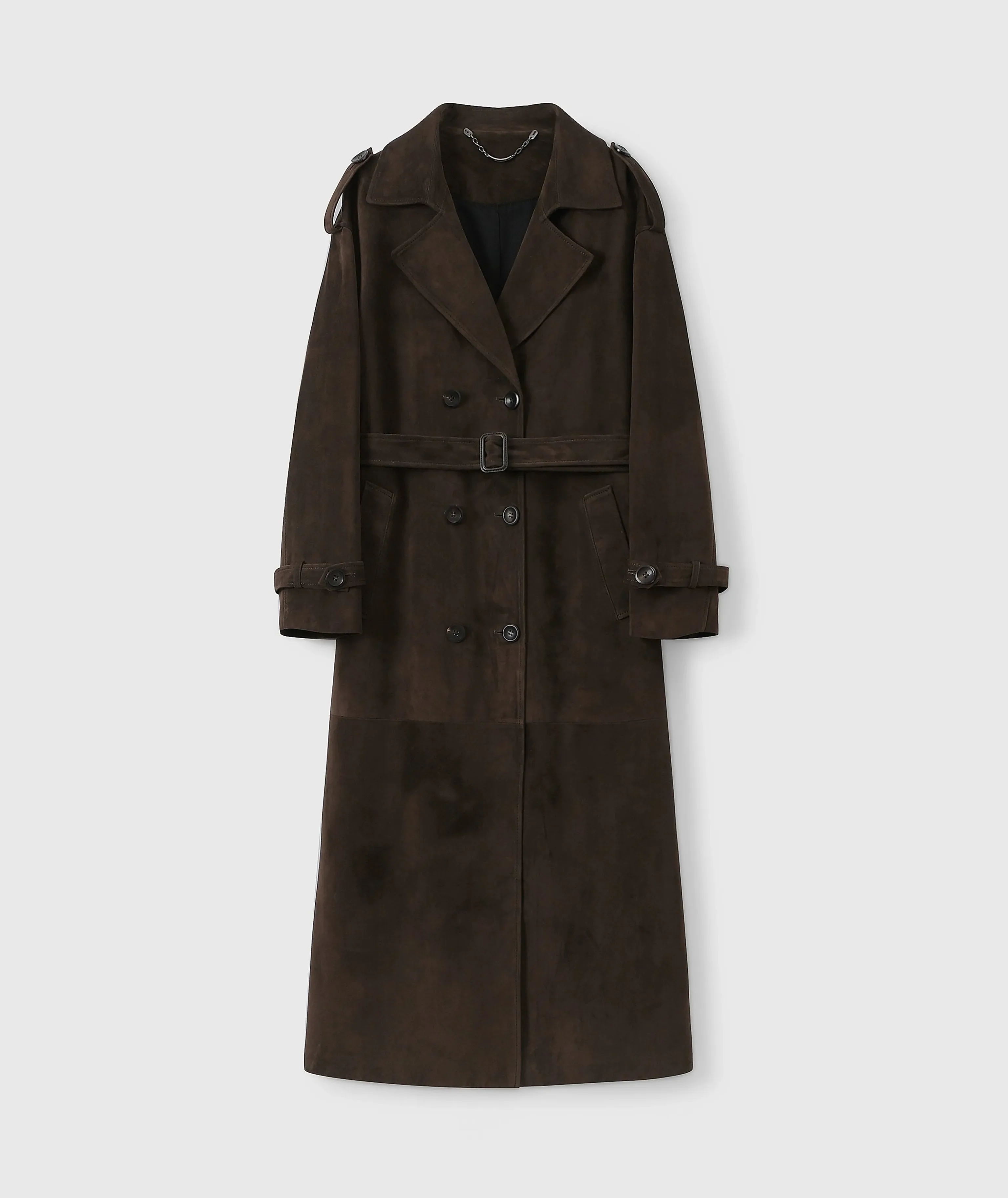 Long Suede Sheepskin Trench Coat - Image 6