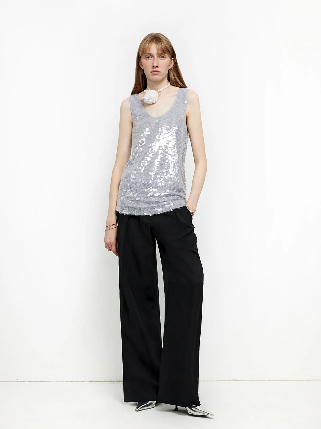 Loose Draped Acetate-Linen Pants - Image 4