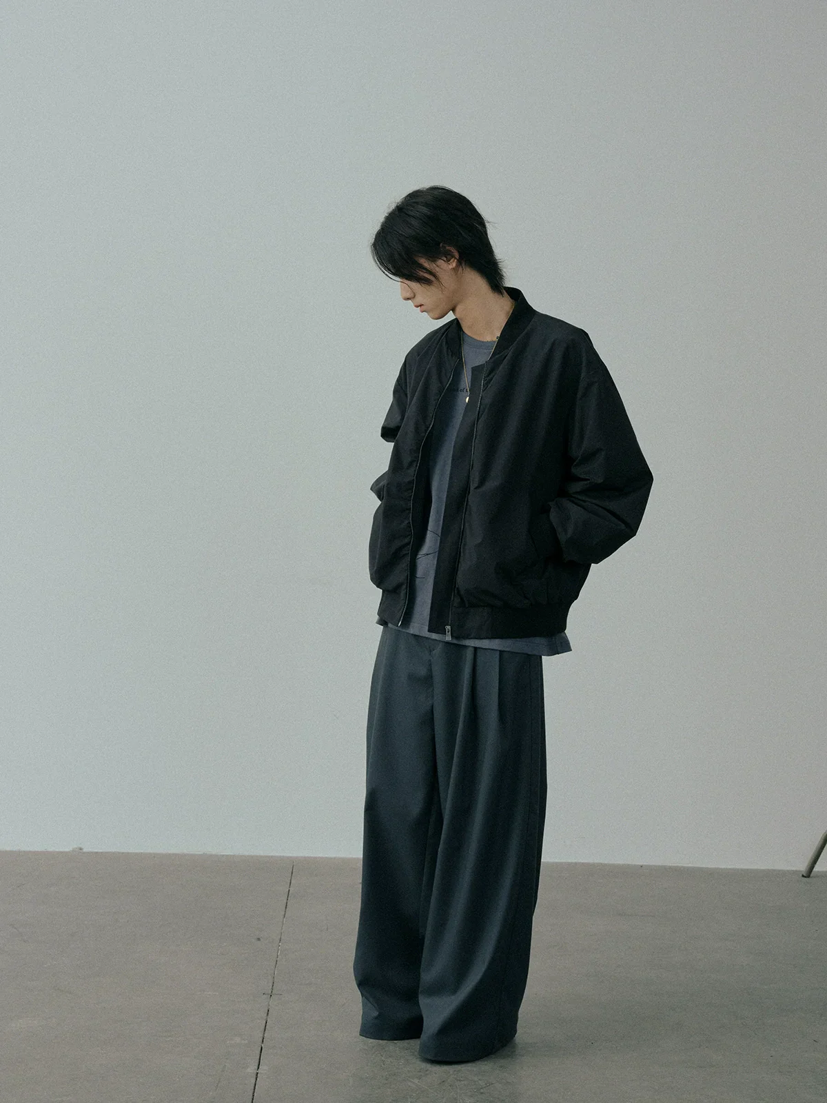 Loose-Fit Black Bomber Jacket - Image 2