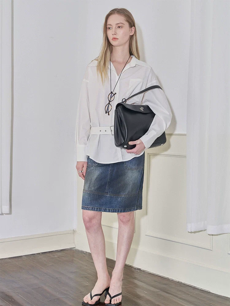 Loose Silhouette White Pima Cotton Shirt - Image 4