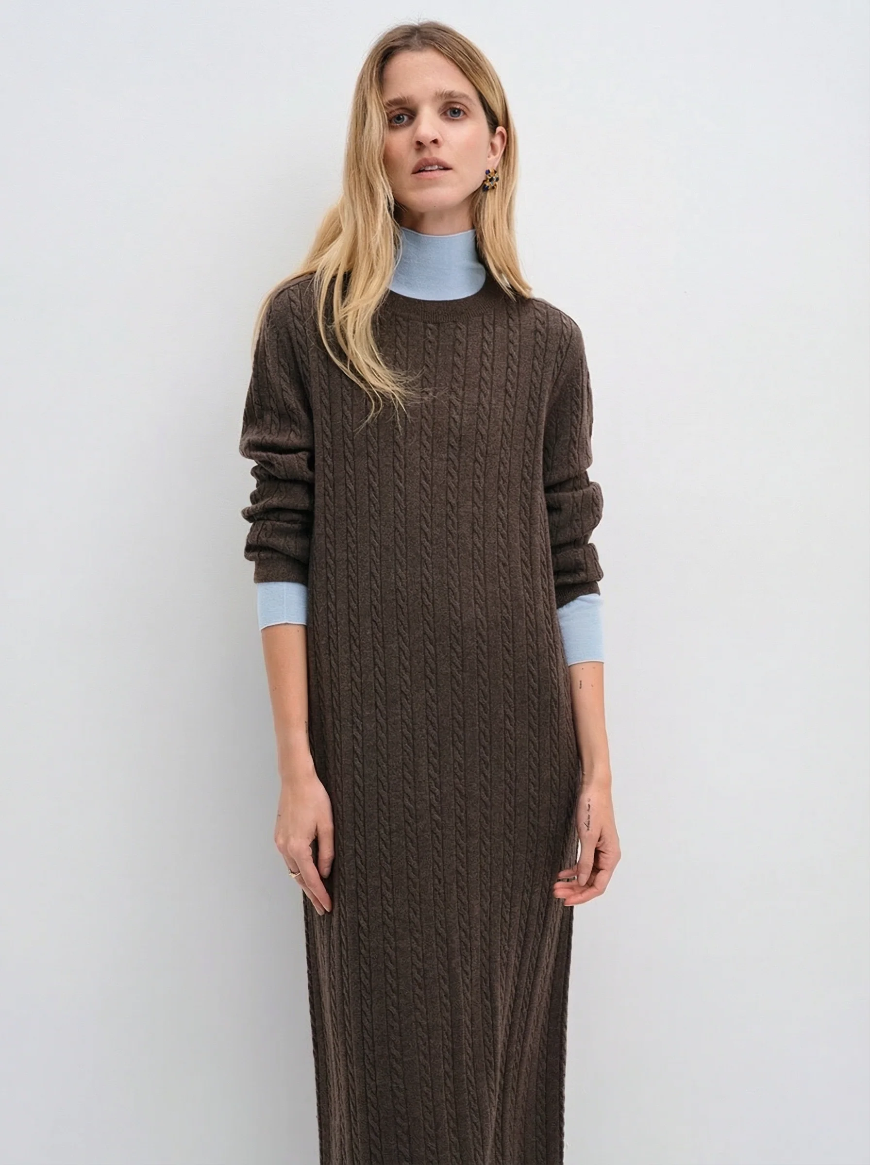 Louisa Merino Cable-Knit Maxi Dress - Image 6