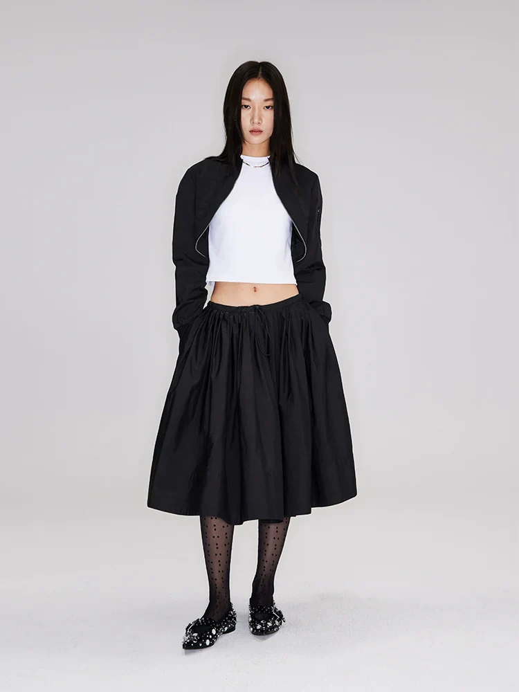 Low-Rise Micro-Pleated Midi Skirt