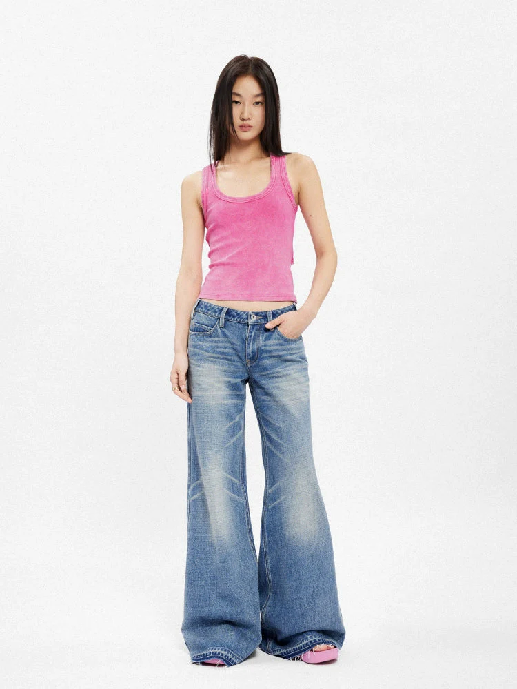 Low-Rise Wide-Leg Flared Jeans - Image 4