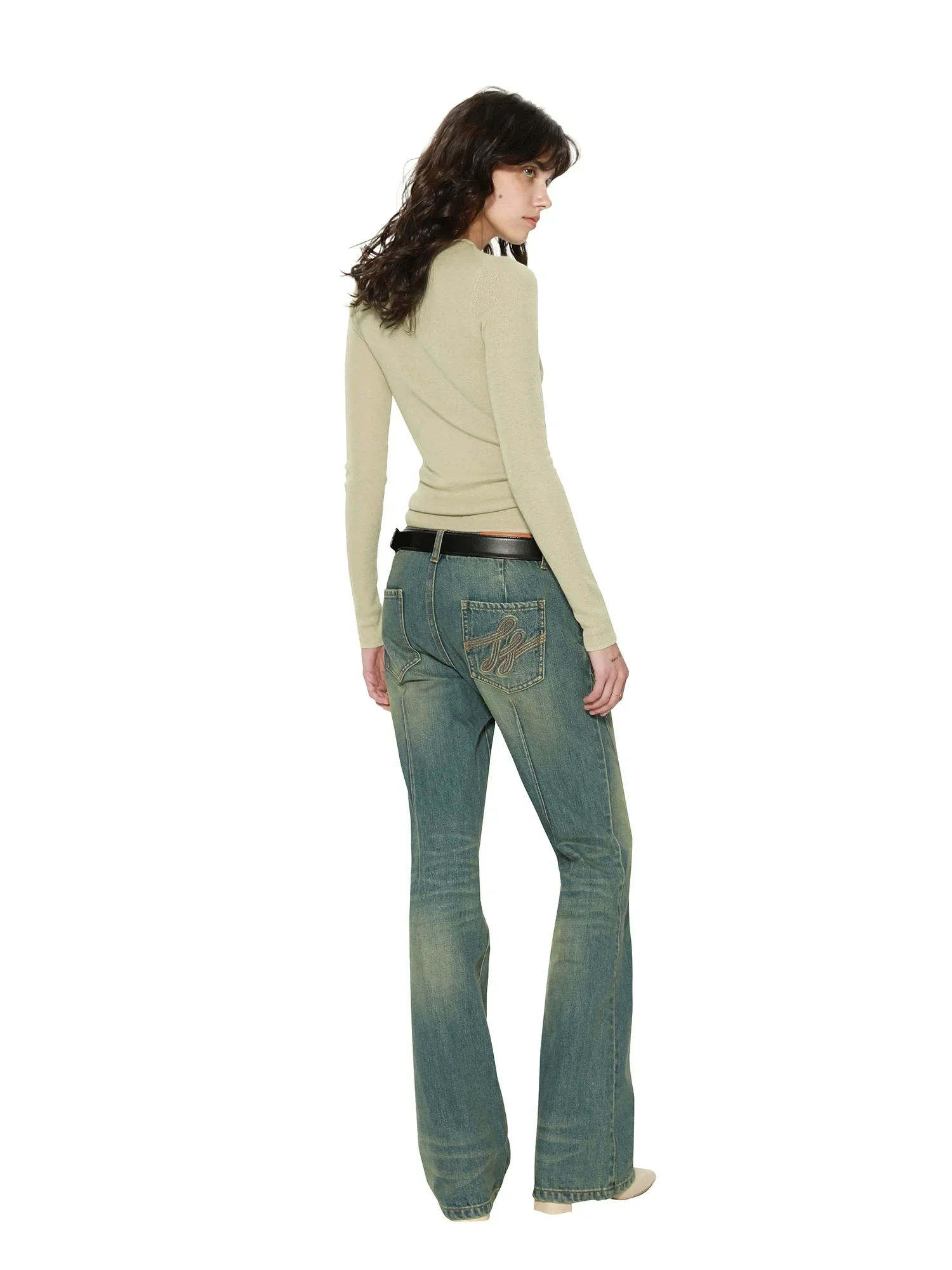 Low-Waist Flared Jeans - Image 2