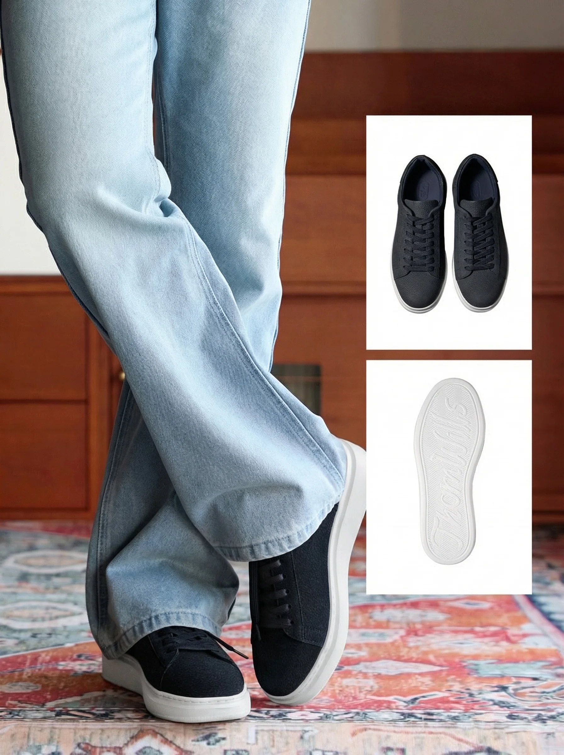 Lychee-Grain Calfskin Elevator Sneakers - Image 3