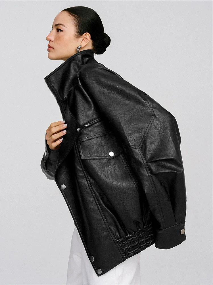 Lychee-Grain Faux Leather Jacket - Image 2