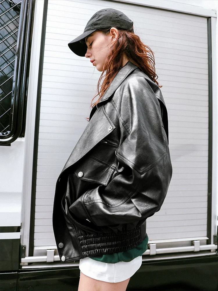 Lychee-Grain Faux Leather Jacket - Image 3