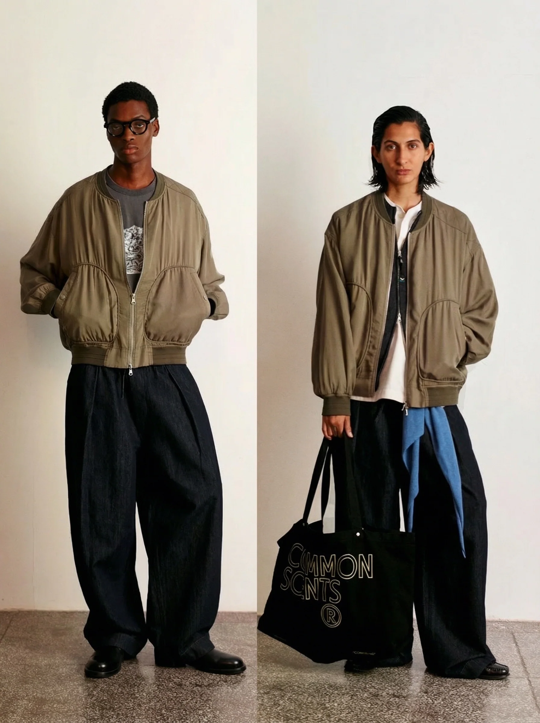 Lyocell Drape Baseball-Collar Bomber