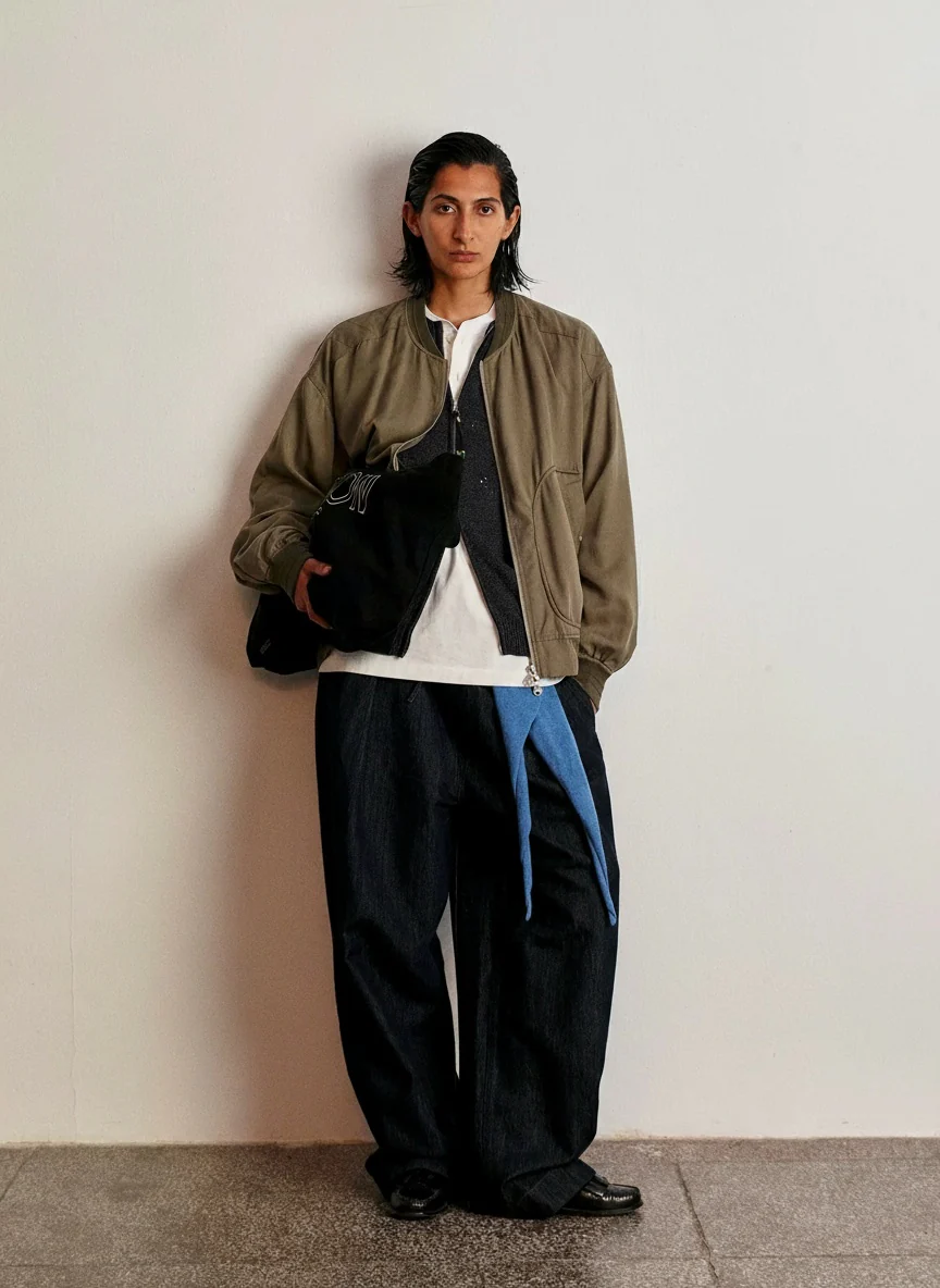 Lyocell Drape Baseball-Collar Bomber - Image 4