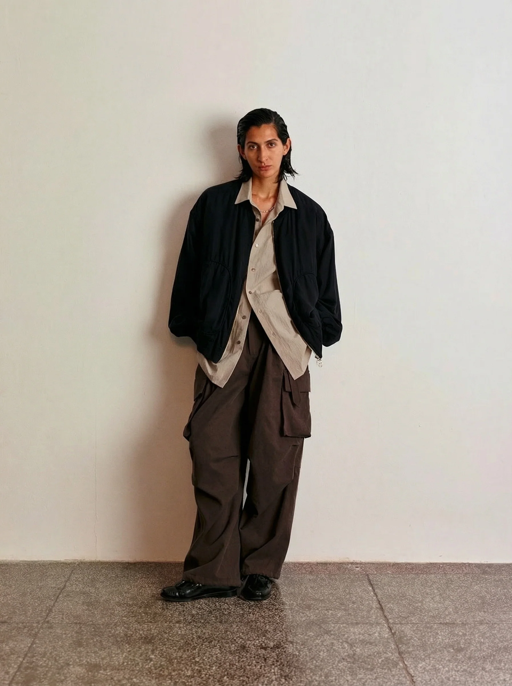 Lyocell Drape Baseball-Collar Bomber - Image 6