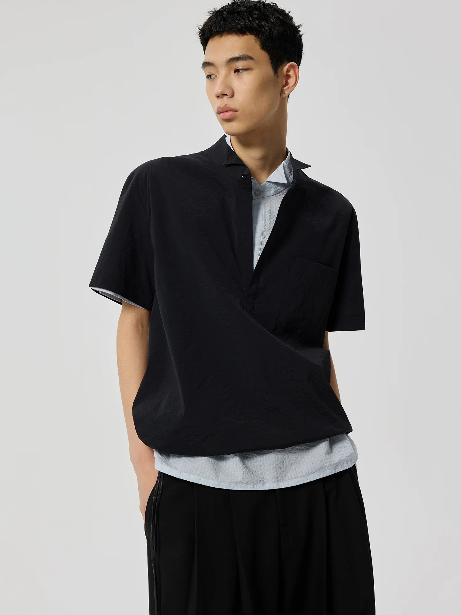 Mandarin Collar Popover Shirt - Image 4